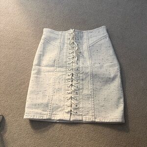 Urban Outfitters Cream Lace-Up Pencil Skirt